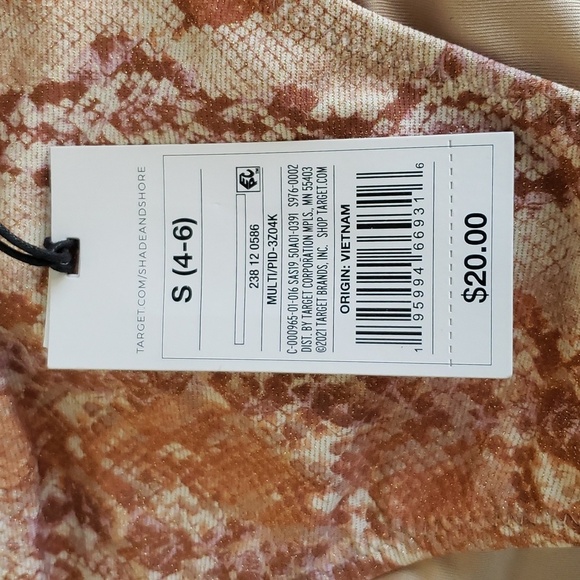 Shade & Shore Lurex Snake Print High Leg Extra Cheeky Bikini Bottom Size Small # - Picture 5 of 9